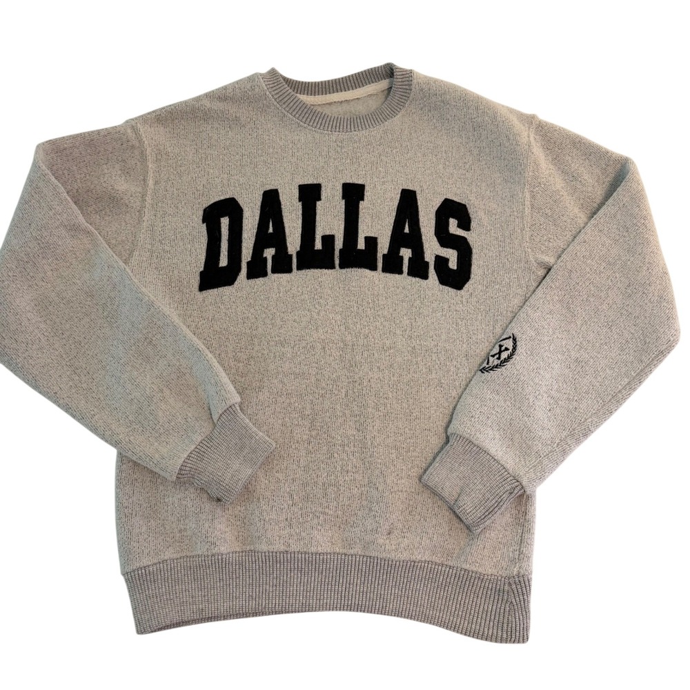 New York Popular Dallas Texas Sweatshirt Gray Crew Neck Graphic Pullover Small